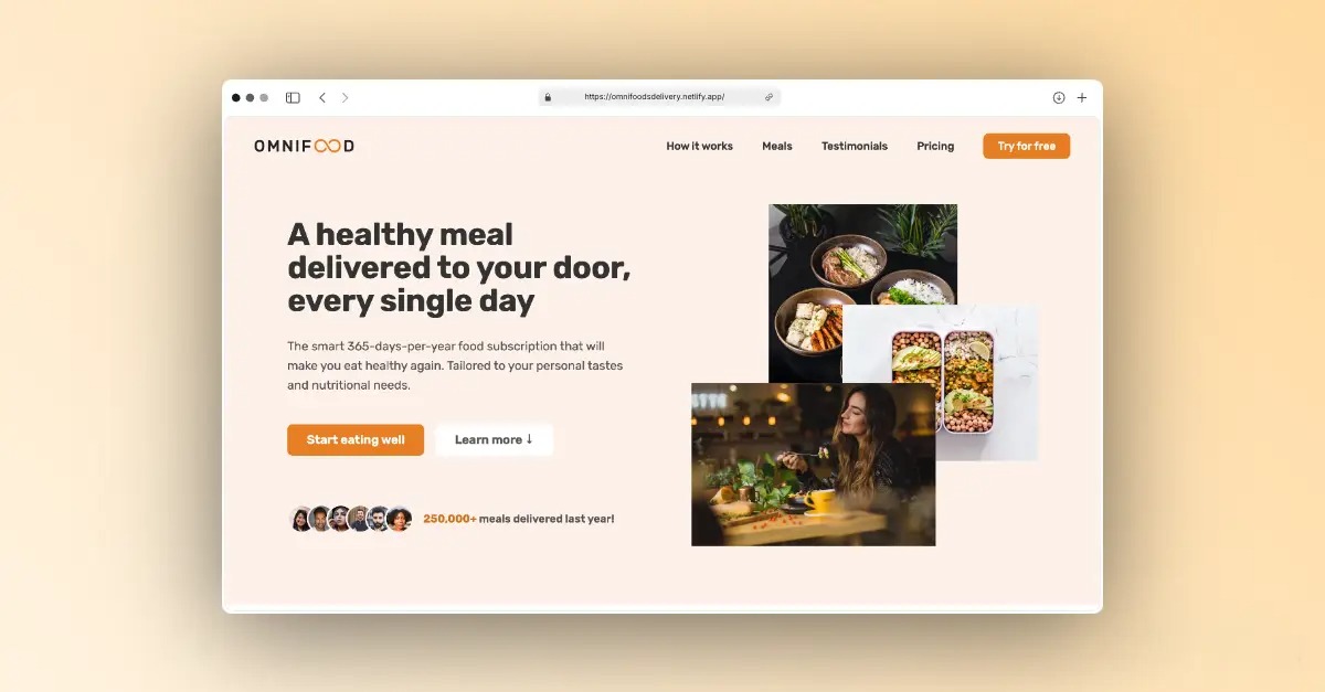 Food delivery website